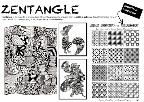 Zentangle Drawing Help Sheet Teaching Resources