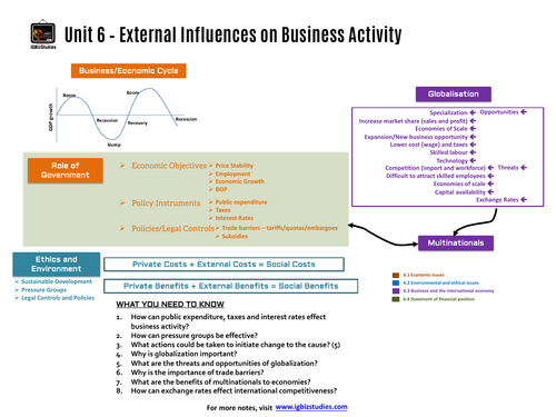 Unit 6 - External influences on business activity