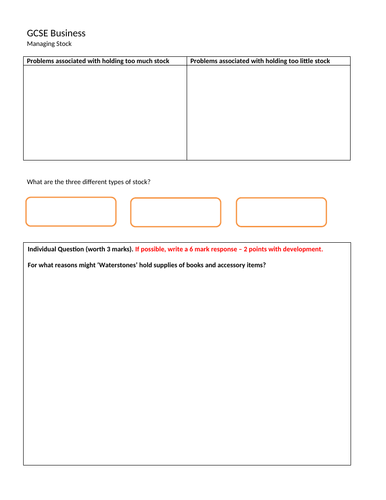 Introduction to Stock Control | Teaching Resources