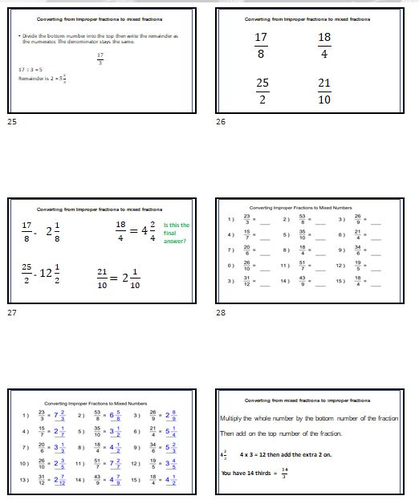 fractions homework tes