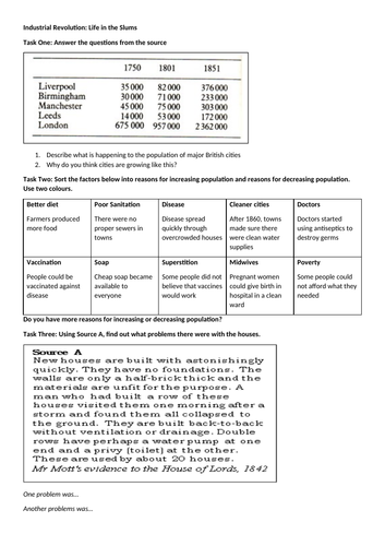 Remote Learning: Industrial Revolution Slums