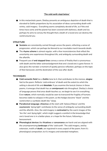 The cold earth slept below by Shelley (Edexcel A-Level Eng Lit)