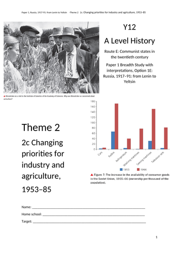 Theme 2c Changing priorities for industry and agriculture, 1953–85 ...