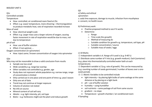 International A Level Biology Paper 6 Exam Notes