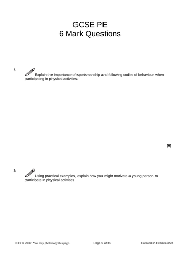 ocr gcse pe coursework exemplar