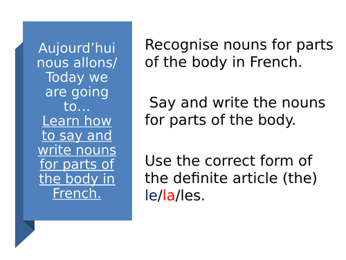 French parts of the body. | Teaching Resources