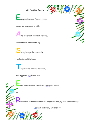 Easter Acrostic Template Printable