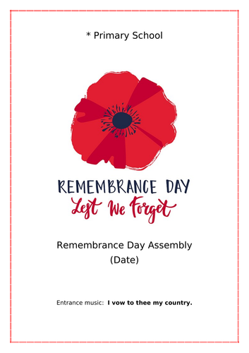 Remembrance Day Assembly Script | Teaching Resources