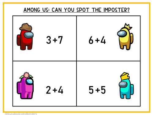 among us math worksheets addition math teaching resources