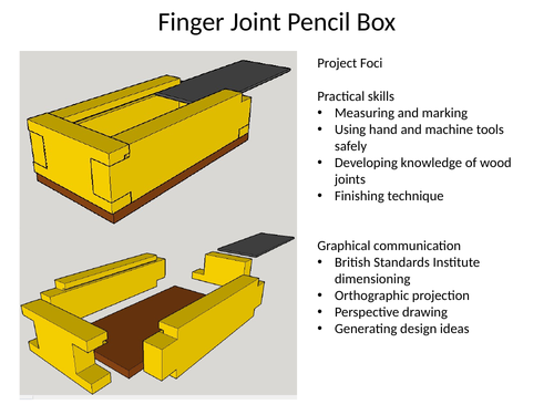 Finger Joint Box Project booklet - worksheets, plans, activities.