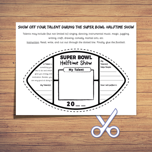 Super Bowl Craft My Talents Theme and Reflective Writing Activity ...