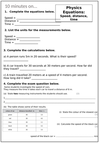 Speed Distance Time - GCSE Maths - Steps, Examples & Worksheet