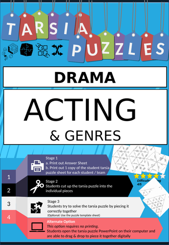 Drama Puzzle Activities Acting | Teaching Resources