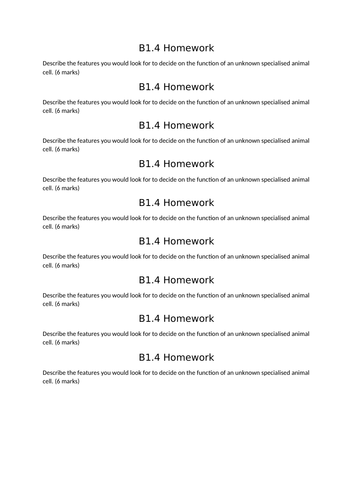 AQA GCSE Biology (9-1) B1.4 Specialisation in animal cells FULL LESSON