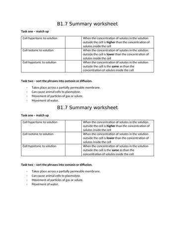 AQA GCSE Biology (9-1) B1.7 Osmosis FULL LESSON | Teaching Resources