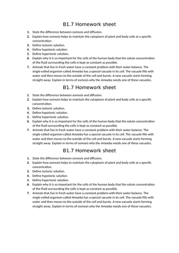 AQA GCSE Biology (9-1) B1.7 Osmosis FULL LESSON