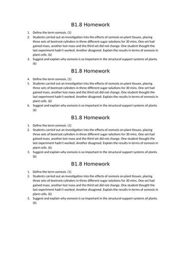 AQA GCSE Biology (9-1) B1.8 Osmosis in plants FULL LESSON