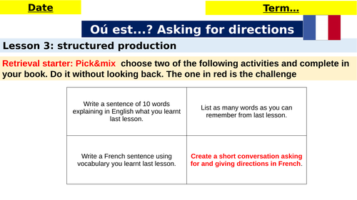 Basic directions and shops Key stage 3 following a Conti approach ...