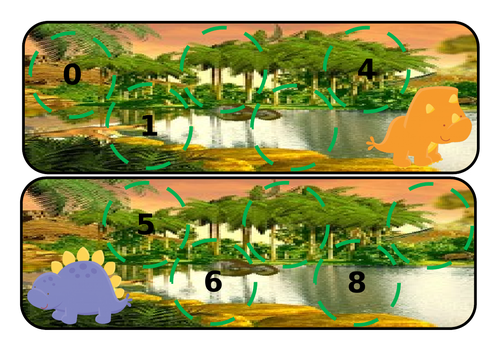 Dinosaur missing numbers 0-20 -yellow door pebble compatible