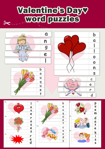 Valentine's Day.  Word puzzles.