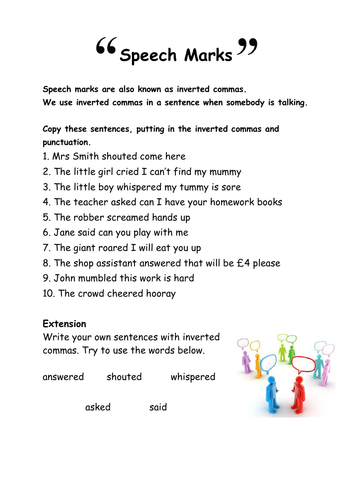 direct speech ks2 worksheet