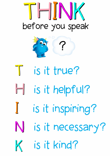 THINK Poster Printable In A3 and A4 Teaching Resources