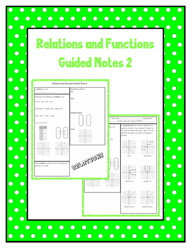 Relations And Functions Guided Notes 2 Teaching Resources 8914