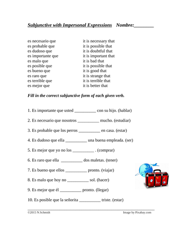 Subjunctive with Impersonal Expressions: Subjuntivo