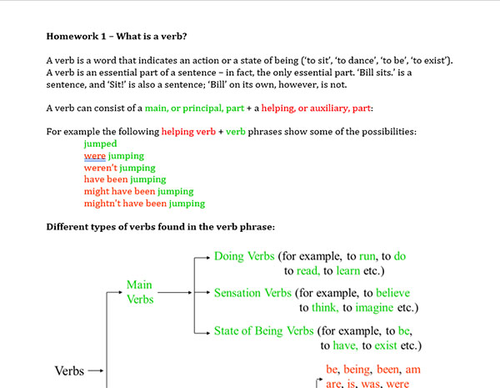 homework verb usage