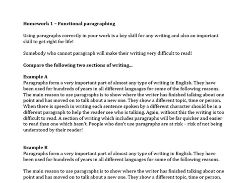 Writing Practice Homework: Paragraphs - 5 Weeks | Teaching Resources