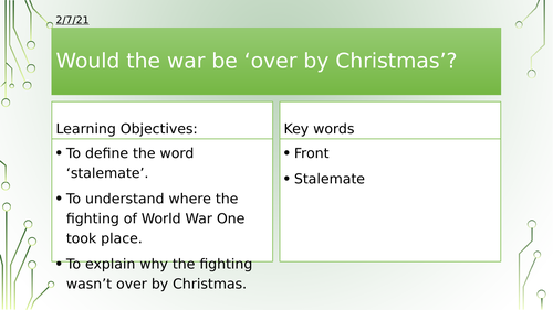 Year 8/9: Would the War be Over by Christmas?