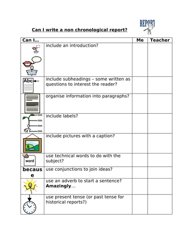 book report success criteria