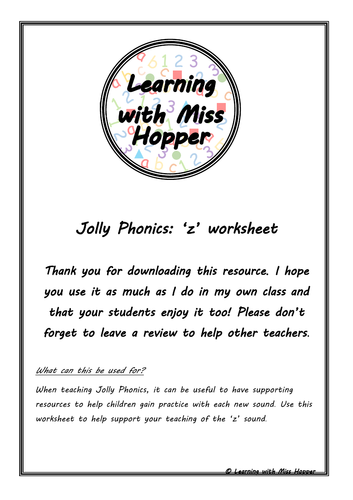 phonics z worksheet teaching resources