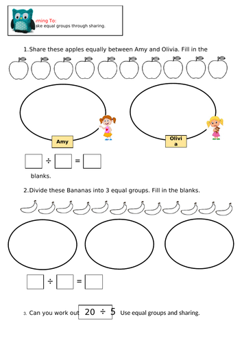 year 1 2 simple division worksheets teaching resources