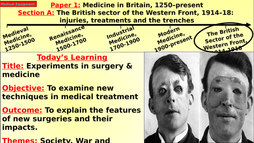 Edexcel History: The Western Front, L5 - Experiments in Surgery and Medicine