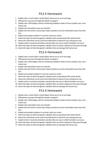 AQA GCSE Physics (9-1) - P13.4 Ultraviolet waves, X-rays, and gamma rays FULL LESSON