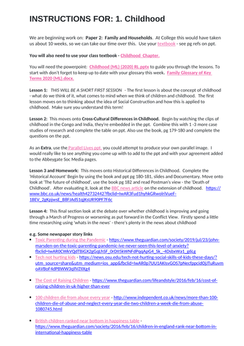 DISTANCE LEARNING Paper 2: 3. Childhood | Teaching Resources