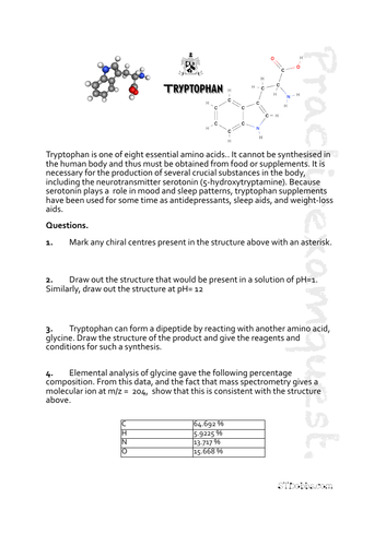 Tryptophan exam practice.