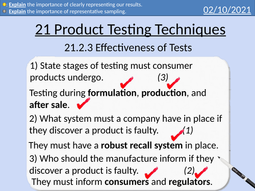 OCR Applied Science: 21.2.3 Effectiveness of Tests