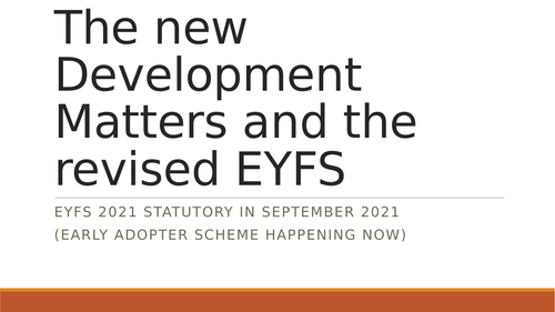 New Development Matters and EYFS 2021