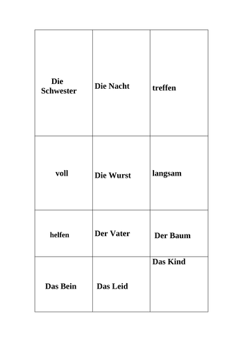 year 7 German basic vocabulary activity / worksheet / assessment