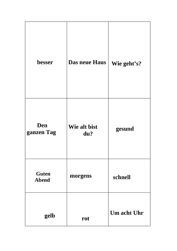 year 7 German worksheet /activity sheet / homework on basic beginners
