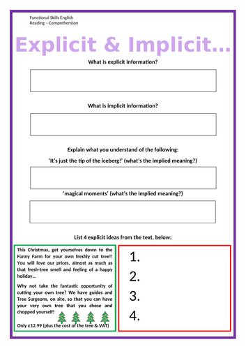 Functional Skills English Comprehension Worksheets