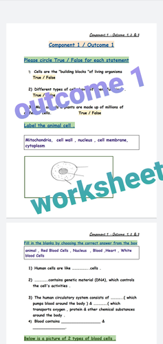 AQA ELC Science- Component 1 / Outcome1, 2& 3 Worksheets + Answers( AQA