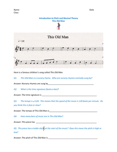 Fun music theory based on the nursery rhyme - This Old Man.