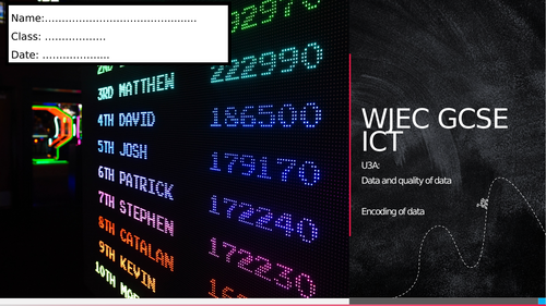 WJEC ICT - Unit 3: Encoding of data