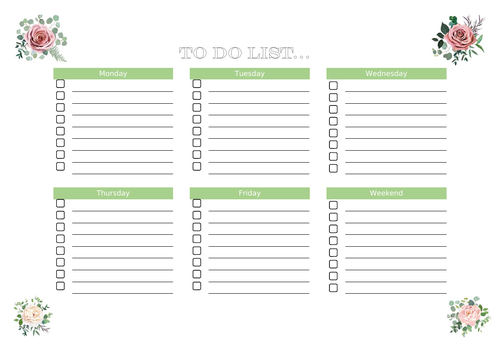 Printable Elegant To Do List - Flowers Landscape | Teaching Resources