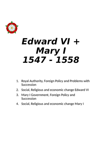 1C - AQA A Level History - Recovery/Revision SOL - Edward VI + Mary I ...