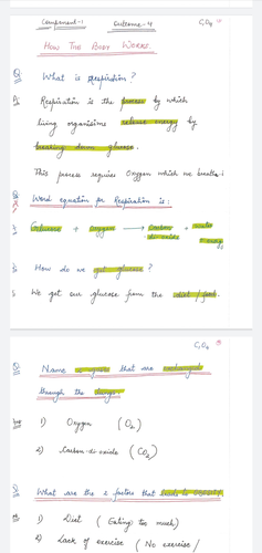 AQA ELC Science - Component 1 / Outcome 1 to 10 / Biology Handwritten ...