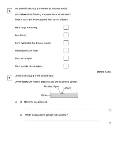 AQA GCSE Chemistry (9-1) - C2.3 Group 1 - the alkali metals  FULL LESSON